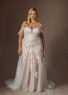 Azazie Leilani Robes de mariée Robe Sirène en Tulle Paillettes Blanc Diamant Caramel image12