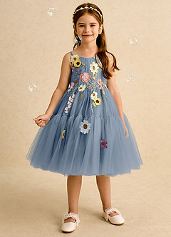 Azazie Osea Flower Girl Dresses Twilight Ball-Gown Pleated Tulle Dress image3