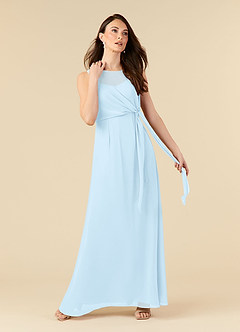 Azazie Marchioness Mother of the Bride Dresses Sky Blue A-Line Scoop Pleated Chiffon Dress image1
