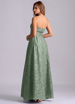 Azazie Lucienne Abiti da Damigella Abito A-Line in Burnout Floreale Senza Cinturino Matcha image2