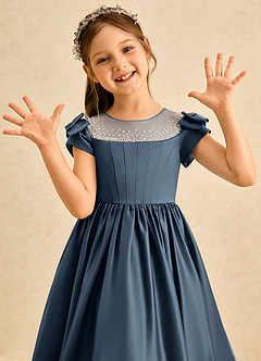 Azazie Toffee vestidos de niña de las flores Vestido Neptuno de Satin Mate de Vestido de princesa con Lazo image6