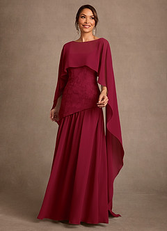 Azazie Flossie 신부의 어머니 드레스 A라인 주름진 쉬폰 플로어 길이 드레스 image3