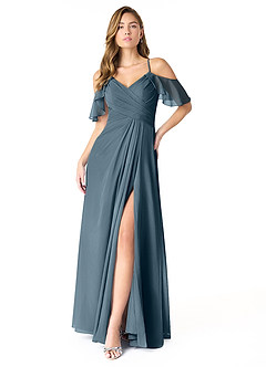 Azazie Dakota Bridesmaid Dresses Twilight A-Line V-Neck Pleated Chiffon Dress image1