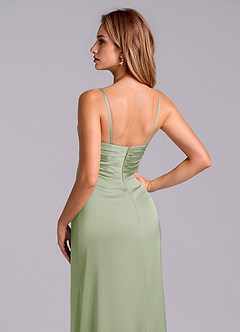 Azazie Sabrine Final Sale Dusty Sage A-Line Sweetheart Neckline Stretch Satin Dress image7