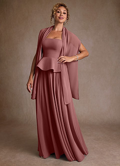 Azazie Josabeth Klänningar till brudens mor Klänning A-Line i Chiffong Plisserad Desert Rose image2