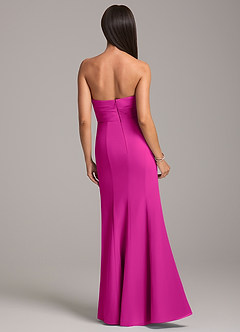 Azazie Yola Jurken voor bruidsmeisjes Converteerbaar Jurk van Chiffon met Zeemeermin Strapless Fuchsia image6