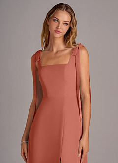 Azazie Debra Bridesmaid Dresses Clay A-Line with Pockets Chiffon Convertible Dress image7