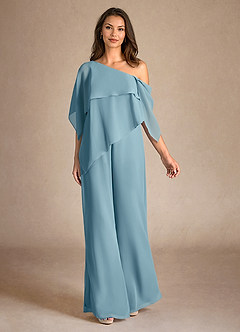 Azazie Halima vestidos de madre de la novia Vestido de Azul Malhumorado de Gasa de Mono/Traje de pantalón con Corte Lateral image4