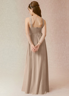 Azazie Jiya Junior Taupe A-Line Pleated Chiffon Dress image2