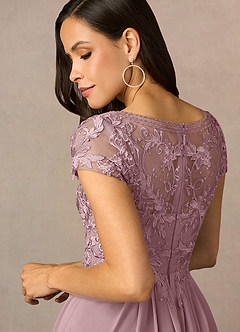 Azazie Lunda Mother of the Bride Dresses Dusty Rose A-Line Lace Chiffon Dress image5