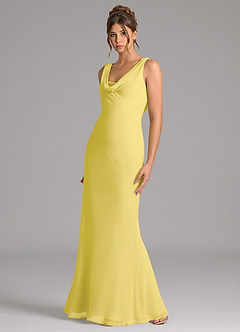 Azazie Rylina Bridesmaid Dresses Canary Mermaid Pleated Chiffon Dress image4