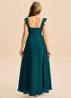 Azazie Mavie Junior A-Line Ruchede Chiffon Gulv-længde Junior brudepige Kjole image2