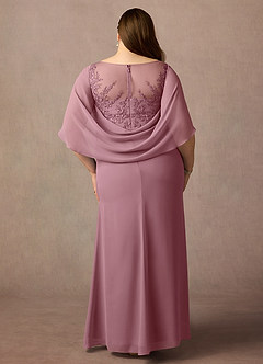 Azazie Hera Mother of the Bride Dresses Vintage Mauve A-Line Lace Capelet Chiffon Dress image7