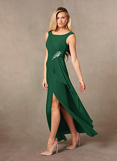 Azazie Yarrow Kleider für die Brautmutter A-Linie Plissee Chiffon Kleid Dunkelgrün image5