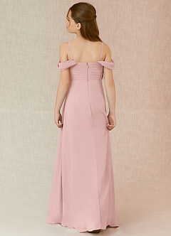 Azazie Kaitlynn Junior Powder Pink A-Line Off the Shoulder Chiffon Dress image2
