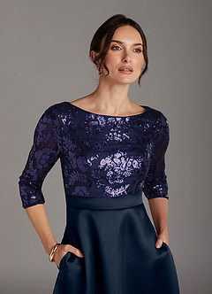Azazie Carole Final Sale Dark Navy A-Line Sequins Dress image5