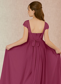 Azazie Silvermist Junior Mulberry A-Line Pleated Chiffon Dress image7