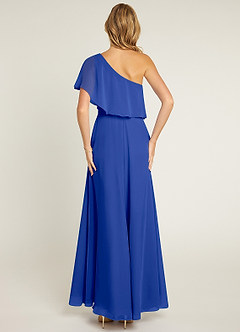 Azazie Lizzy Brautjungfernkleider A-Linie One-Shoulder Chiffon Kleid Königsblau image2