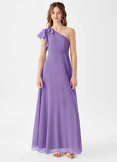 Azazie Arabella Junior Abito A-Line in Chiffon Increspato Tahiti image3