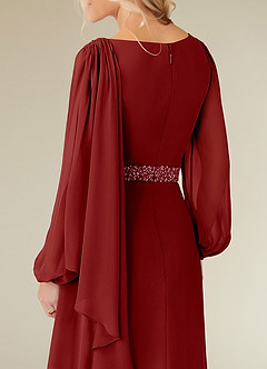 Azazie Priyanka Mother of the Bride Dresses Rust A-Line Boatneck Pleated Chiffon Dress image4