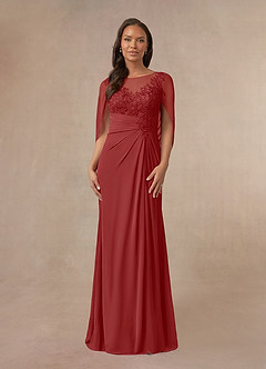 Azazie Hera Mother of the Bride Dresses Rust A-Line Lace Capelet Chiffon Dress image1