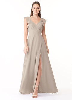 Azazie Yoko Bridesmaid Dresses Frost A-Line Ruched Chiffon Dress image1