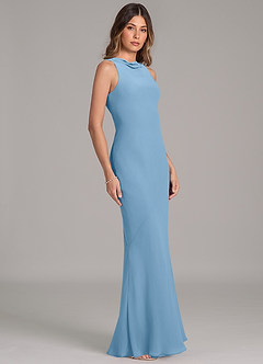 Azazie Allettie Bridesmaid Dresses Steel Blue Mermaid Chiffon Dress image5