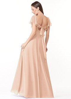 Azazie Syenna Bridesmaid Dresses English Rose A-Line Ruched Chiffon Dress image2