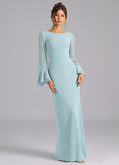 Azazie Leone Bridesmaid Dresses Mist Mermaid Corset Chiffon Dress image4