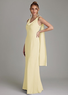 Azazie Essence Bridesmaid Dresses Lemon Sorbet Sheath Chiffon Dress image1