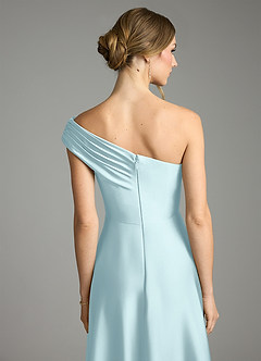 Azazie Melanie Vestidos de damas de honor Vestido de Azul Nube de Satén Elástico de Corte en A con Vestidos sin tirantes image2