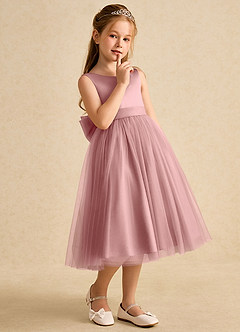 Azazie Winnie Flower Girl Dresses Dusty Rose Ball-Gown Bow Tulle Dress image6
