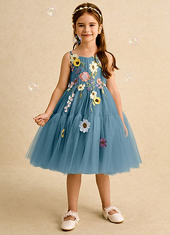 Azazie Osea vestidos de niña de las flores Vestido de Bermudas de Tul de Princesa con Plisado image3