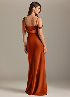 Azazie Madelyn Bridesmaid Dresses Paprika Mermaid Off the Shoulder Stretch Satin Convertible Dress image2