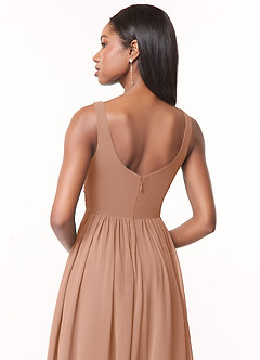 Azazie Keyla Bridesmaid Dresses Champagne Rose A-Line V-Neck Pleated Chiffon Dress image4