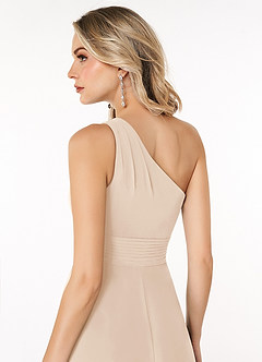 Azazie Dallas Bridesmaid Dresses White Alabaster A-Line One Shoulder Chiffon Dress image5