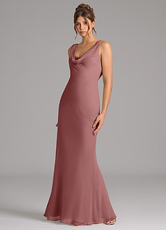 Azazie Rylina Bridesmaid Dresses Desert Rose Mermaid Pleated Chiffon Dress image4