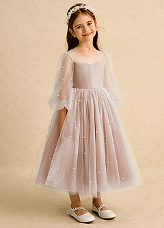 Azazie Trudy Sukienki dla dziewczynek sypiących kwiaty Suknia balowa Dekolt w kształcie serca Tiul Długość herbaty Sukienka image1