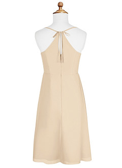 Azazie Doll Junior Champagne A-Line Bow Chiffon Dress image6