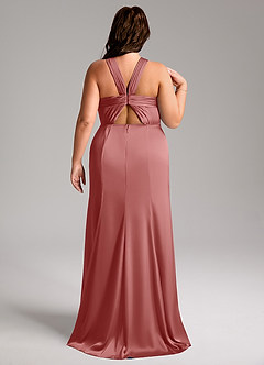 Azazie Rue Bridesmaid Dresses Antique Rose Mermaid Pleated Stretch Satin Dress image9