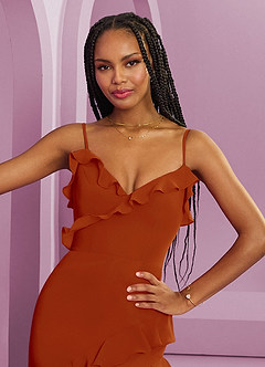 Barbie ♥ Azazie Bridesmaid Dresses Paprika Sheath Chiffon Dress image7
