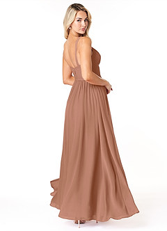 Azazie Chanel Robes de demoiselle d'honneur Robe Trapèze en Mousseline de soie Plissée Bronze image6