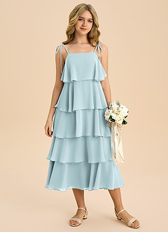 Azazie Shortcake Junior Mist A-Line Bow Chiffon Dress image4