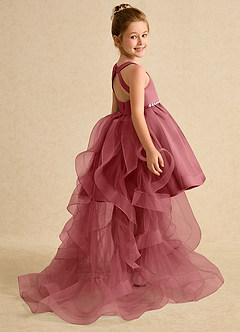 Azazie Julietta Robe Demoiselle D'honneur Fillette Robe Princesse en Tulle Convertible Antique Rose image6
