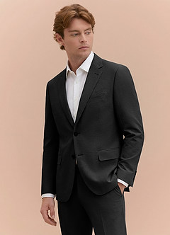 front Miles Black Seersucker Trousers Suit