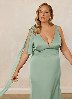 Christian Siriano Bridal for Azazie 1011 Robes de demoiselle d'honneur Robe Sirène en Satin extensible Arc Agave image13