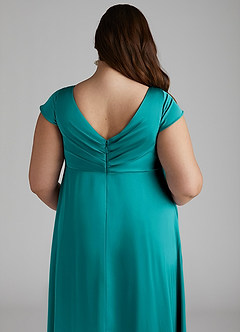 Azazie Allessia Maternity Bridesmaid Dresses A-Line Pleated Stretch Satin Floor-Length Dress image12