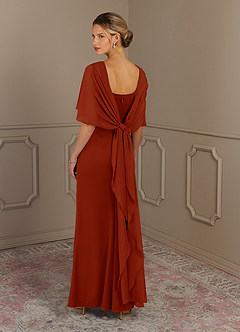 Azazie Dion Mother of the Bride Dresses Rust Sheath Scoop Stretch Crepe Dress image5