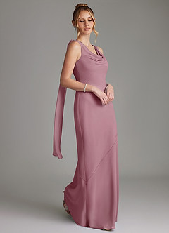 Azazie Essence Bridesmaid Dresses Vintage Mauve Sheath Chiffon Dress image5