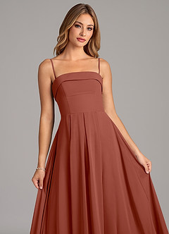 Azazie Lucienne Bridesmaid Dresses Auburn A-Line Strapless Chiffon Convertible Dress image7